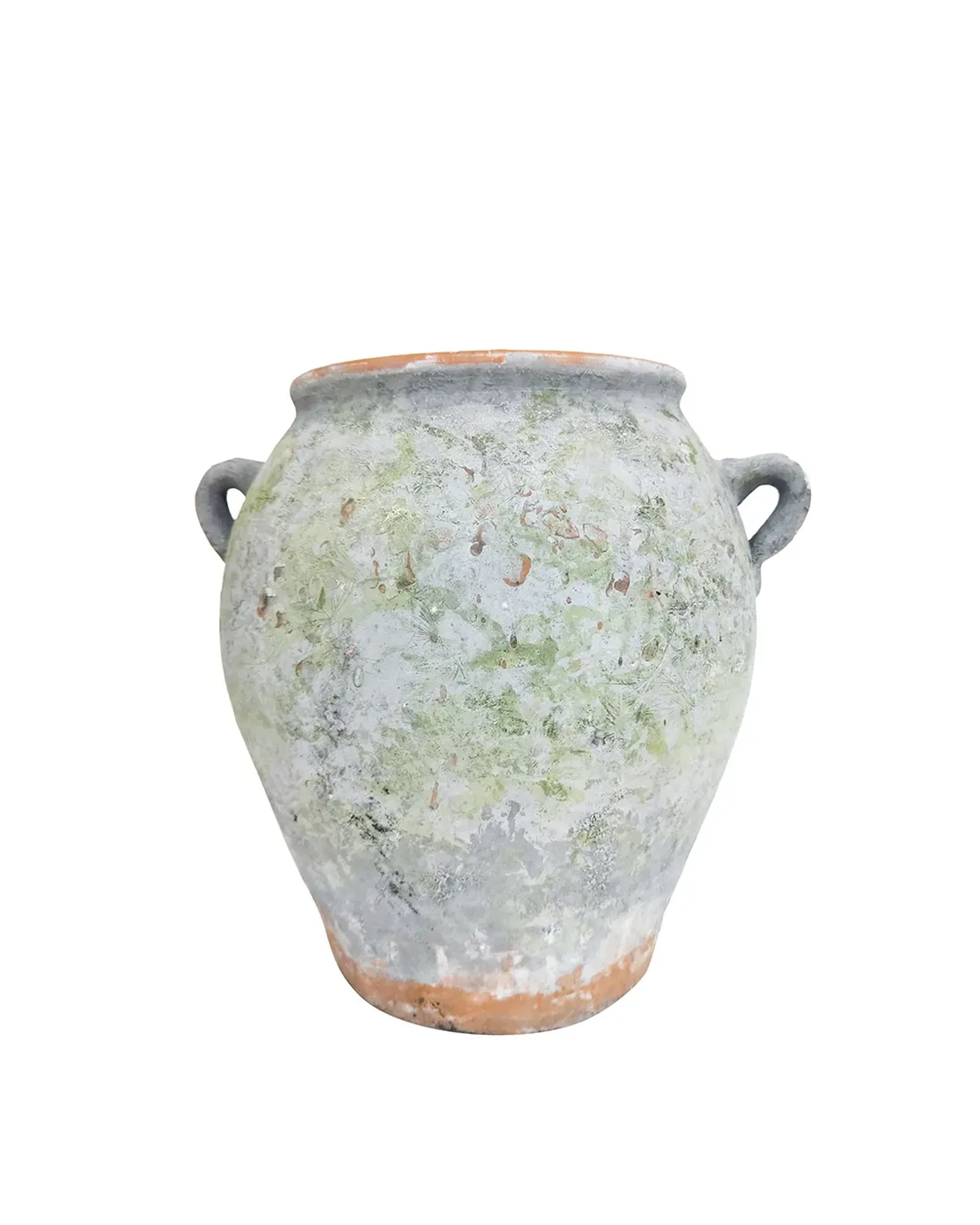 A tall, narrow vintage-finish urn, the Anna, photographed on its own.