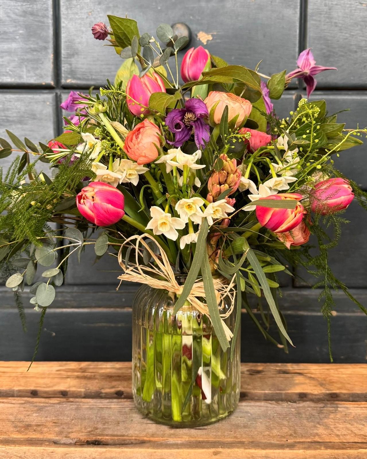 Jar filled with beautiful Spring Flowers (Luxury)